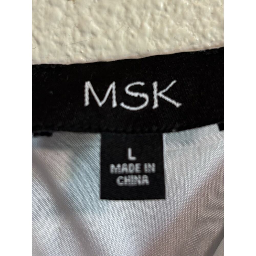 MSK Sun Dress Rayon Linen White Blue Sleeveless Lined Vacation Resortwear Size L - Picture 6 of 10